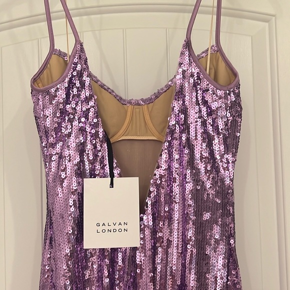 INCREDIBLE! NWT “Galvan London” Berlin Bustier Sequined Dress in Purple! Size 6 - Picture 10 of 16